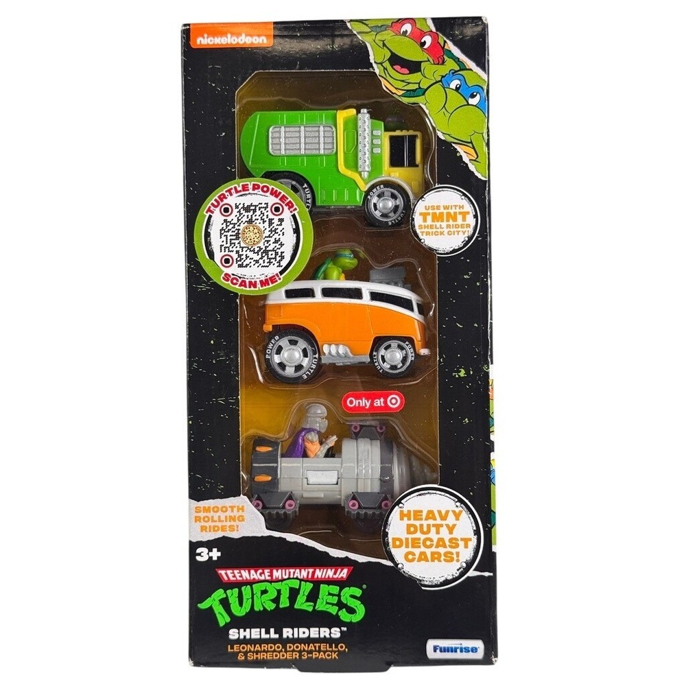 Teenage Mutant Ninja Turtles Shell Riders Leonardo Shredder 3 Pack Cars Funrise‎